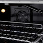ZLINE Autograph Edition 36 in. 5.2 cu. ft. Paramount Gas Range with 6 Burner Cooktop and Convection Gas Oven in Stainless Steel with White Matte Door and Polished Gold Accents (SGRZ-WM-36-G) convection fan and lighting inside gas oven.