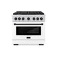 ZLINE Autograph Edition 36 in. 5.2 cu. ft. Paramount Gas Range with 6 Burner Cooktop and Convection Gas Oven in Stainless Steel with White Matte Door and Matte Black Accents, Open Box-Great Condition