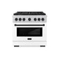 ZLINE Autograph Edition 36 in. 5.2 cu. ft. Paramount Gas Range with 6 Burner Cooktop and Convection Gas Oven in Stainless Steel with White Matte Door and Matte Black Accents, Open Box-Great Condition