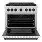 ZLINE Autograph Edition 36 in. 5.2 cu. ft. Paramount Gas Range with 6 Burner Cooktop and Convection Gas Oven in Stainless Steel with White Matte Door and Matte Black Accents, Open Box-Good Condition