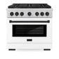 ZLINE Autograph Edition 36 in. 5.2 cu. ft. Paramount Gas Range with 6 Burner Cooktop and Convection Gas Oven in Stainless Steel with White Matte Door and Matte Black Accents, Open Box-Great Condition