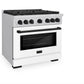 ZLINE Autograph Edition 36 in. 5.2 cu. ft. Paramount Gas Range with 6 Burner Cooktop and Convection Gas Oven in Stainless Steel with White Matte Door and Matte Black Accents, Open Box-Great Condition