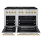 ZLINE Autograph Edition 48 in. 6.7 cu. ft. Paramount Double Oven Gas Range with 8 Burner Cooktop in Stainless Steel with White Matte Doors and Champagne Bronze Accents, Open Box-Good Condition