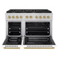 ZLINE Autograph Edition 48 in. 6.7 cu. ft. Paramount Double Oven Gas Range with 8 Burner Cooktop in Stainless Steel with White Matte Doors and Champagne Bronze Accents, Open Box-Great Condition