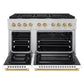 ZLINE Autograph Edition 48 in. 6.7 cu. ft. Paramount Double Oven Gas Range with 8 Burner Cooktop in Stainless Steel with White Matte Doors and Champagne Bronze Accents, Open Box-Great Condition