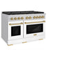 ZLINE Autograph Edition 48 in. 6.7 cu. ft. Paramount Double Oven Gas Range with 8 Burner Cooktop in Stainless Steel with White Matte Doors and Champagne Bronze Accents, Open Box-Great Condition