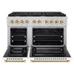 ZLINE Autograph Edition 48 in. 6.7 cu. ft. Paramount Double Oven Gas Range with 8 Burner Cooktop in Stainless Steel with White Matte Doors and Polished Gold Accents, Open Box-Great Condition
