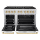 ZLINE Autograph Edition 48 in. 6.7 cu. ft. Paramount Double Oven Gas Range with 8 Burner Cooktop in Stainless Steel with White Matte Doors and Polished Gold Accents, Open Box-Great Condition