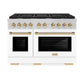 ZLINE Autograph Edition 48 in. 6.7 cu. ft. Paramount Double Oven Gas Range with 8 Burner Cooktop in Stainless Steel with White Matte Doors and Polished Gold Accents, Open Box-Great Condition