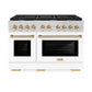 ZLINE Autograph Edition 48 in. 6.7 cu. ft. Paramount Double Oven Gas Range with 8 Burner Cooktop in Stainless Steel with White Matte Doors and Polished Gold Accents, Open Box-Great Condition
