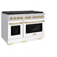 ZLINE Autograph Edition 48 in. 6.7 cu. ft. Paramount Double Oven Gas Range with 8 Burner Cooktop in Stainless Steel with White Matte Doors and Polished Gold Accents, Open Box-Great Condition