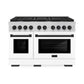 ZLINE Autograph Edition 48 in. 6.7 cu. ft. Paramount Double Oven Gas Range with 8 Burner Cooktop in Stainless Steel with White Matte Doors and Matte Black Accents, Open Box-Great Condition