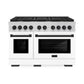ZLINE Autograph Edition 48 in. 6.7 cu. ft. Paramount Double Oven Gas Range with 8 Burner Cooktop in Stainless Steel with White Matte Doors and Matte Black Accents, Open Box-Great Condition