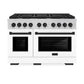 ZLINE Autograph Edition 48 in. 6.7 cu. ft. Paramount Double Oven Gas Range with 8 Burner Cooktop in Stainless Steel with White Matte Doors and Matte Black Accents, Open Box-Great Condition