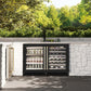 ZLINE Autograph Edition 24 in. Touchstone 151 Can Beverage Fridge With Black Matte Glass Door And Champagne Bronze Handle (RBSOZ-BLM-24-CB) front, in an outdoor patio area with a matching wine cooler against a stone wall and greenery.