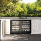 ZLINE Autograph Edition 24 in. Touchstone 151 Can Beverage Fridge With Black Stainless Steel Glass Door And Champagne Bronze Handle (RBSOZ-BS-24-CB) front, in an outdoor patio area with a matching wine cooler against a stone wall and greenery.