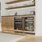 ZLINE Autograph Edition 24 in. Touchstone 151 Can Beverage Fridge With Panel Ready Glass Door And Matte Black Handle (RBSPOZ-24-MB) in a luxury kitchen.