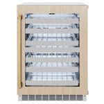 ZLINE Autograph Edition 24 in. Touchstone Dual Zone 44 Bottle Wine Cooler With Panel Ready Glass Door And Polished Gold Handle (RWDPOZ-24-G) 