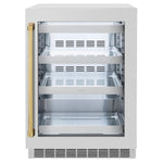 ZLINE Autograph Edition 24 in. Touchstone 151 Can Beverage Fridge With Satin Stainless Steel Glass Door And Polished Gold Handle (RBSOZ-SN-24-G)