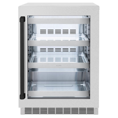 ZLINE Autograph Edition 24 in. Touchstone 151 Can Beverage Fridge With Satin Stainless Steel Glass Door And Matte Black Handle (RBSOZ-SN-24-MB)