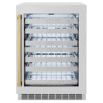 ZLINE Autograph Edition 24 in. Touchstone Dual Zone 44 Bottle Wine Cooler with Satin Stainless Steel Glass Door and Polished Gold Handle (RWDOZ-SN-24-G)
