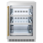 ZLINE Autograph Edition 24 in. Touchstone 151 Can Beverage Fridge With Stainless Steel Glass Door And Polished Gold Handle (RBSOZ-GS-24-G) 