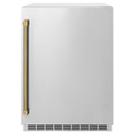 ZLINE Autograph Edition 24 in. Touchstone 151 Can Beverage Fridge with Solid Stainless Steel Door and Polished Gold Helix Handle (RBSOZ-ST-24-KG)
