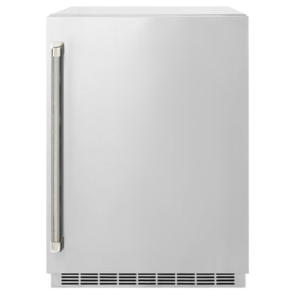 ZLINE Autograph Edition 24 in. Touchstone 151 Can Beverage Fridge with Solid Stainless Steel Door and Polished Nickel Helix Handle (RBSOZ-ST-24-KPN)