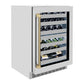 ZLINE Autograph Edition 24 in. Touchstone Dual Zone 44 Bottle Wine Cooler with Stainless Steel Glass Door and Champagne Bronze Helix Handle (RWDOZS-24-KCB) side.