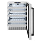 ZLINE Autograph Edition 24 in. Touchstone Dual Zone 44 Bottle Wine Cooler With Stainless Steel Glass Door And Matte Black Handle (RWDOZ-GS-24-MB) front, open, empty.