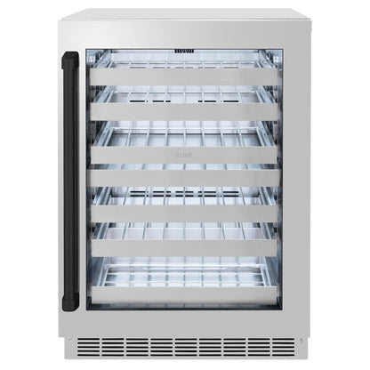 ZLINE Autograph Edition 24 in. Touchstone Dual Zone 44 Bottle Wine Cooler With Stainless Steel Glass Door And Matte Black Handle (RWDOZ-GS-24-MB) 