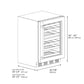 ZLINE Autograph Edition 24 in. Touchstone Dual Zone 44 Bottle Wine Cooler With White Matte Glass Door And Matte Black Handle (RWDOZ-WM-24-MB) dimensional diagram.