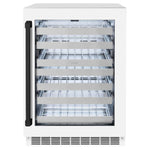 ZLINE Autograph Edition 24 in. Touchstone Dual Zone 44 Bottle Wine Cooler With White Matte Glass Door And Matte Black Handle (RWDOZ-WM-24-MB) front, closed.