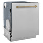 ZLINE Autograph Edition 24 in. Monument Series 3rd Rack Top Touch Control Tall Tub Dishwasher with Satin Stainless Steel Panel and Champagne Bronze Handle, 45dBa (DWMTZ-SN-24-CB)