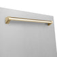 ZLINE Autograph Edition 24 in. Monument Series 3rd Rack Top Touch Control Tall Tub Dishwasher with Satin Stainless Steel Panel and Polished Gold Handle, 45dBa (DWMTZ-SN-24-G)