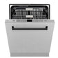 ZLINE Autograph Edition 24 in. Monument Series 3rd Rack Top Control Built-In Tall Tub Dishwasher with Satin Stainless Steel Panel and Matte Black Handle, 45dBa (DWMTZ-SN-24-MB)