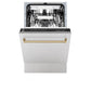 ZLINE Autograph Edition 18 in. Tallac Series 3rd Rack Top Control Built-In Dishwasher with Satin Stainless Steel Panel and Champagne Bronze Handle, 51dBa (DWVZ-SN-18-CB)