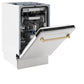 ZLINE Autograph Edition 18 in. Tallac Series 3rd Rack Top Control Built-In Dishwasher with Satin Stainless Steel Panel and Champagne Bronze Handle, 51dBa (DWVZ-SN-18-CB)