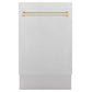 ZLINE Autograph Edition 18 in. Tallac Series 3rd Rack Top Control Built-In Dishwasher with Satin Stainless Steel Panel and Polished Gold Handle, 51dBa (DWVZ-SN-18-G)