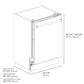 ZLINE Autograph Edition 24 in. Tallac Series 3rd Rack Top Control Built-In Tall Tub Dishwasher with Satin Stainless Steel Panel and Polished Gold Handle, 51dBa (DWVZ-SN-24-G) dimensional diagram.