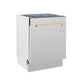 ZLINE Autograph Edition 24 in. Tallac Series 3rd Rack Top Control Built-In Tall Tub Dishwasher with Satin Stainless Steel Panel and Polished Gold Handle, 51dBa (DWVZ-SN-24-G)