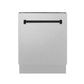 ZLINE Autograph Edition 24 in. Tallac Series 3rd Rack Top Control Built-In Tall Tub Dishwasher with Satin Stainless Steel Panel and Matte Black Handle, 51dBa (DWVZ-SN-24-MB)