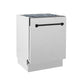 ZLINE Autograph Edition 24 in. Tallac Series 3rd Rack Top Control Built-In Tall Tub Dishwasher with Satin Stainless Steel Panel and Matte Black Handle, 51dBa (DWVZ-SN-24-MB)