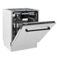 ZLINE Autograph Edition 24 in. Tallac Series 3rd Rack Top Control Built-In Tall Tub Dishwasher with Satin Stainless Steel Panel and Matte Black Handle, 51dBa (DWVZ-SN-24-MB)