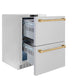 ZLINE Autograph Edition 24 in. Touchstone 168 Can Outdoor-Rated Dual Refrigerator Drawer with Satin Stainless Steel Doors and Champagne Bronze Handles (RDSOZ-SN-24-CB)