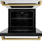 ZLINE Autograph Edition 30 in. Professional True Convection Double Wall Oven with Air Fry and Self Clean in Satin Stainless Steel with Polished Gold Handles (WADSZ-30-G)