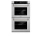 ZLINE Autograph Edition 30 in. Professional True Convection Double Wall Oven with Air Fry and Self Clean in Satin Stainless Steel with Polished Nickel Helix Handles (WADSZ-30-KPN) front.