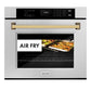 ZLINE Autograph Edition 30 in. Professional True Convection Single Wall Oven with Air Fry and Self Clean in Satin Stainless Steel with Polished Gold Handle (WASSZ-30-G)