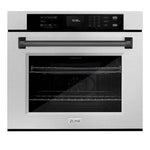 ZLINE Autograph Edition 30 in. Professional True Convection Single Wall Oven with Air Fry and Self Clean in Satin Stainless Steel with Matte Black Handle (WASSZ-30-MB)