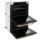 ZLINE Autograph Edition 30 in. Professional True Convection Double Wall Oven with Air Fry and Self Clean in Satin Stainless Steel with White Matte Doors and Champagne Bronze Handles (WADSZ-WM-30-CB)